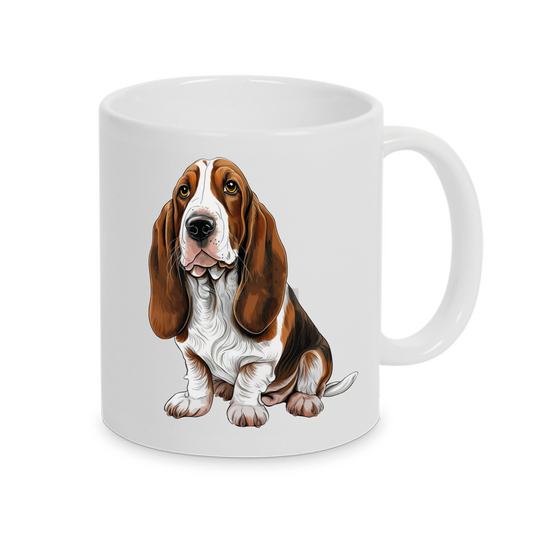 Basset Hound -Personalisierte Tasse Hunderasse - Individuell gestaltbar mit Namen oder Wunschtext