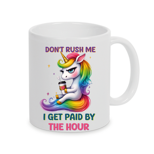 Freche Einhorn-Tasse mit lustigen Spruch Hetz mich nicht auch mit Namen