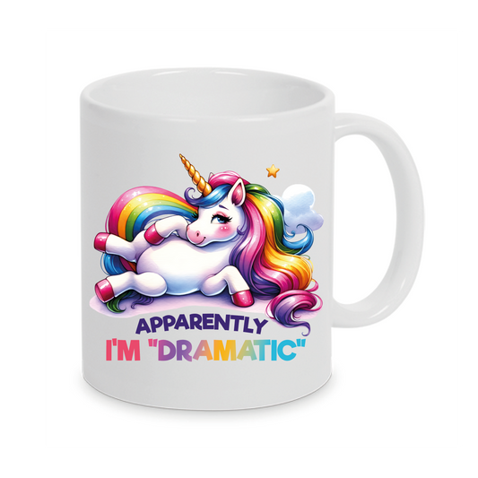 Freche Einhorn-Tasse mit lustigen Spruch I´m Dramatic  Funny auch mit Namen