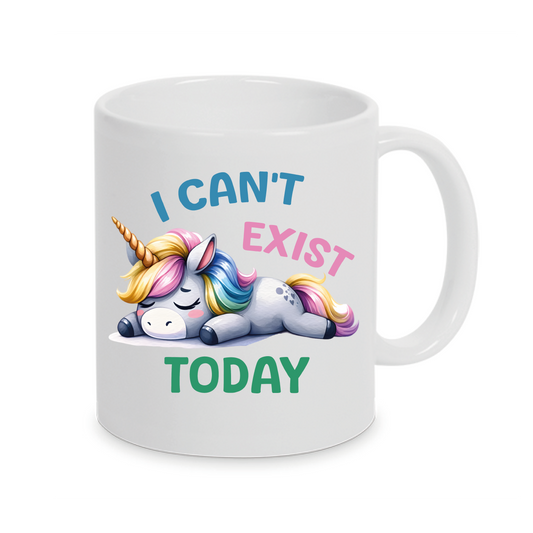 Freche Einhorn-Tasse mit lustigen Spruch Can´t Exist  auch mit Namen