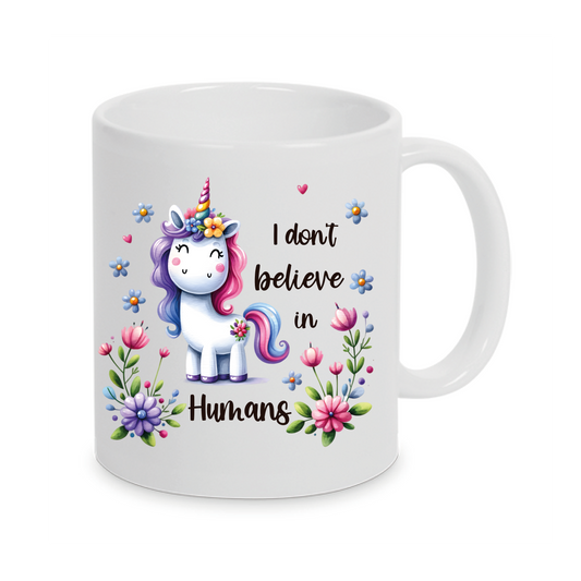 Freche Einhorn-Tasse mit lustigen Spruch Ich hasse Menschen auch mit Namen