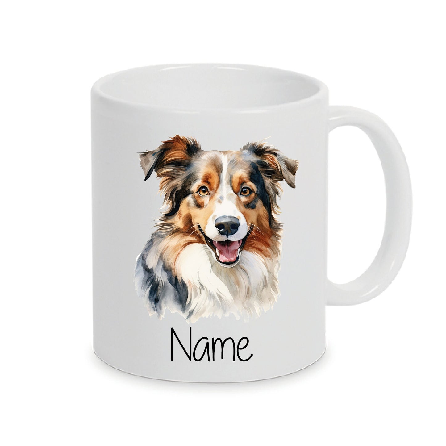 Australien Shepherd -Personalisierte Tasse Hunderasse -  Individuell gestaltbar mit Namen oder Wunschtext - 7 Varianten