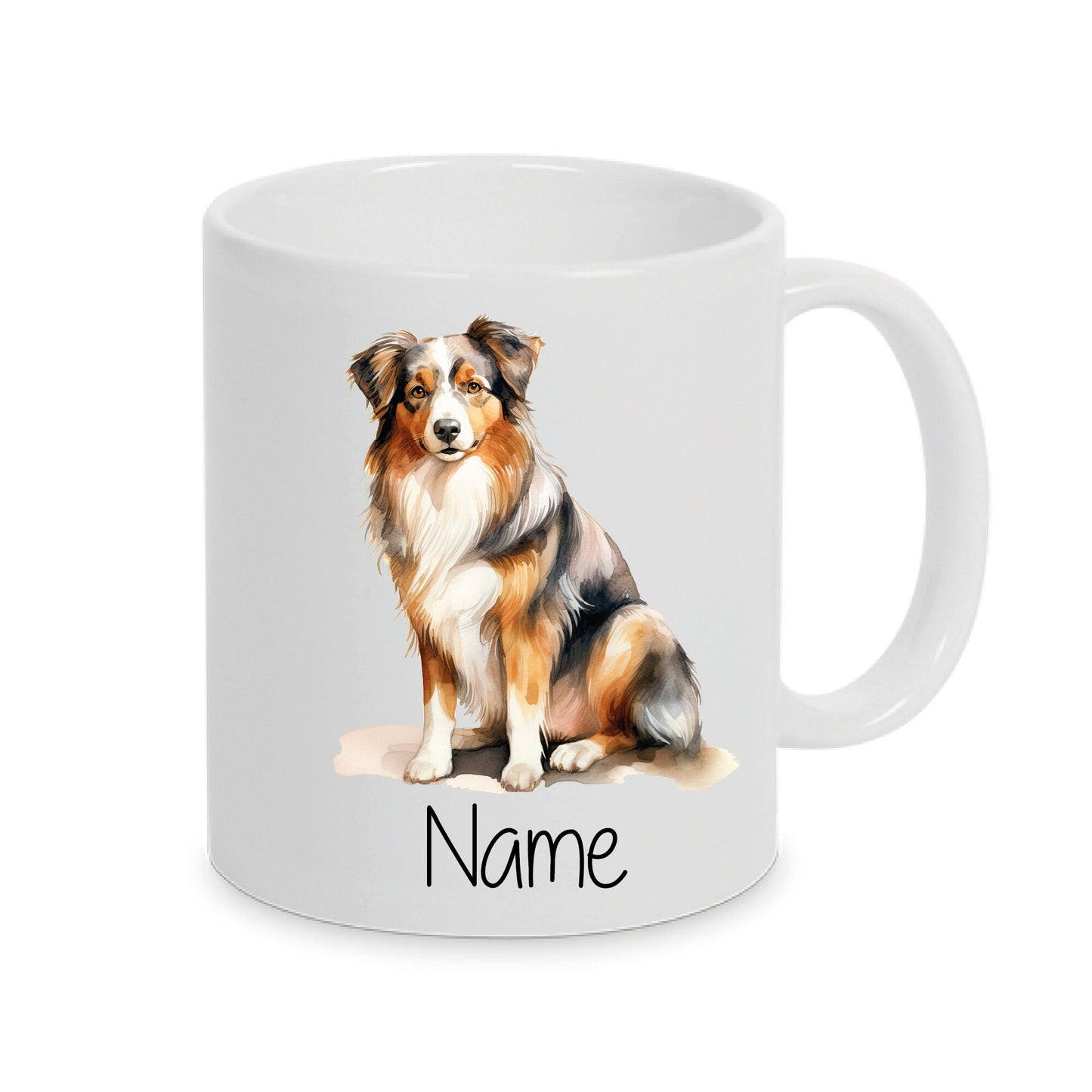 Australien Shepherd -Personalisierte Tasse Hunderasse -  Individuell gestaltbar mit Namen oder Wunschtext - 7 Varianten