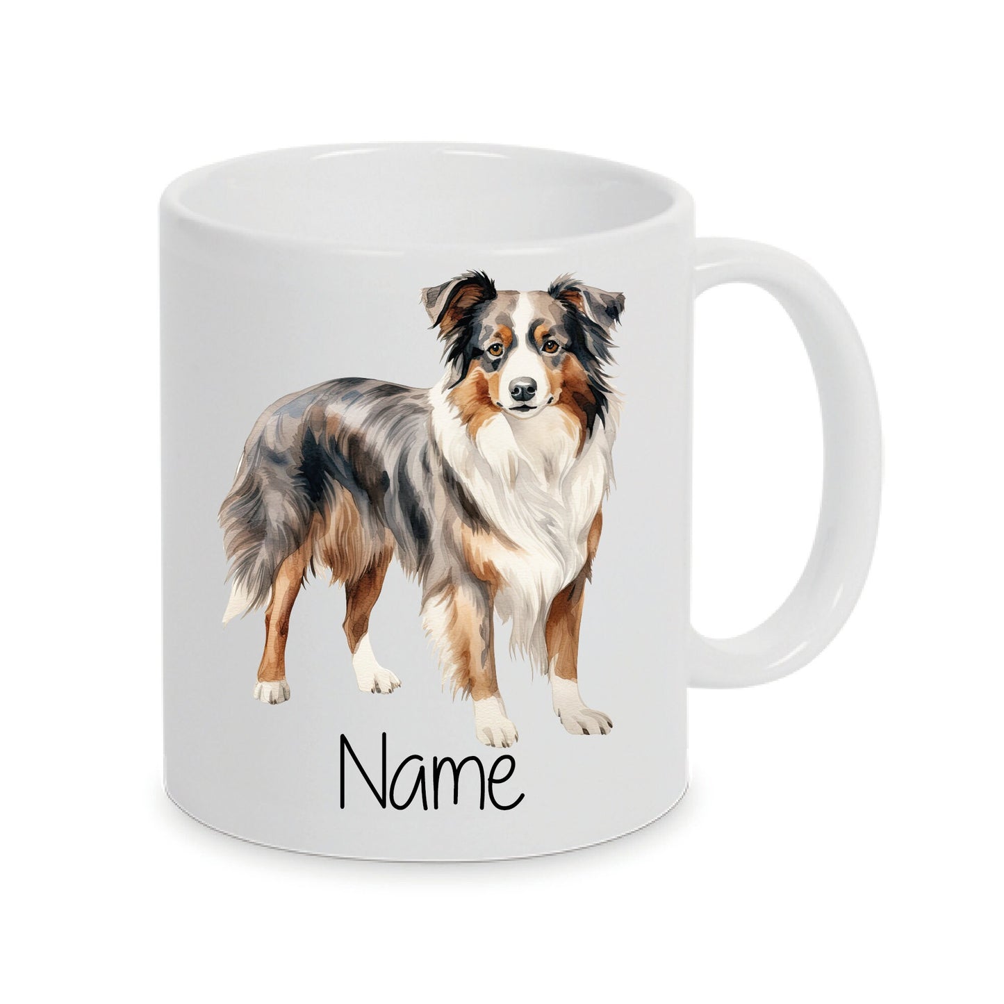 Australien Shepherd -Personalisierte Tasse Hunderasse -  Individuell gestaltbar mit Namen oder Wunschtext - 7 Varianten