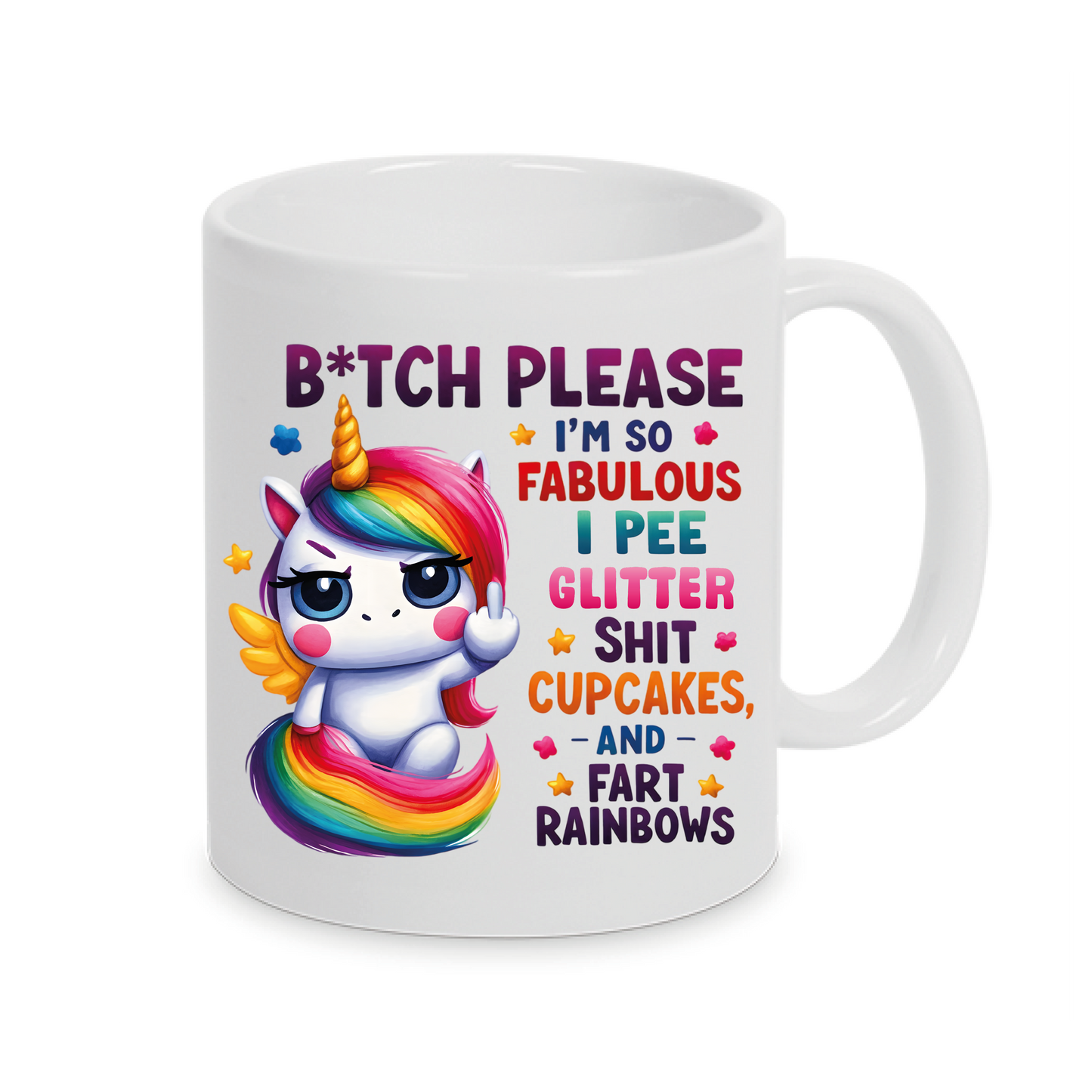 Freche Einhorn-Tasse mit lustigen Spruch Büro Bitch Please Funny auch mit Namen